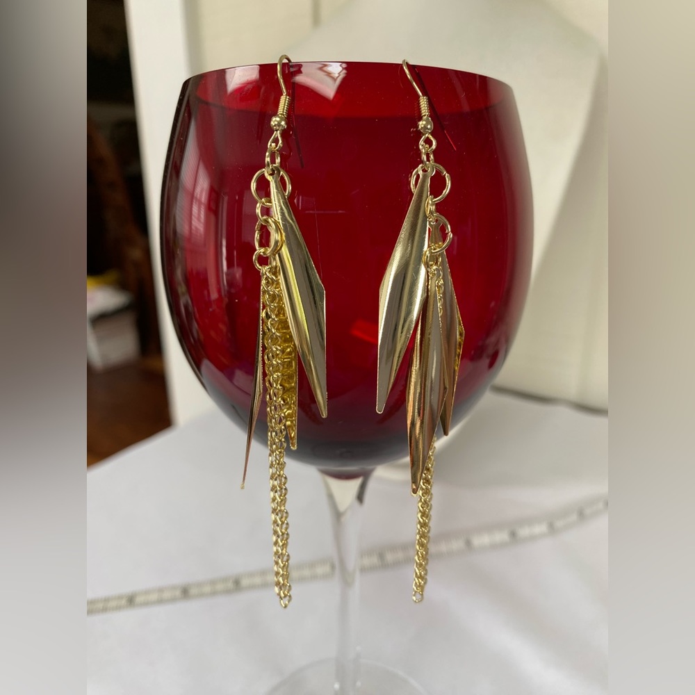 Long Goldtone fashion chain earrings